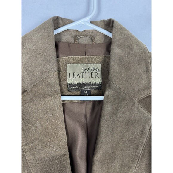 VTG Cabelas Leather Blazer Men 40R Brown Western Cowboy Single Breasted 2 Button - Picture 5 of 11